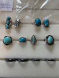8 turquoise rings and 4 bands