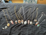 14 polished gemstone necklaces