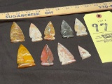 9 Polished Arrowhead Ohio Flint Gems