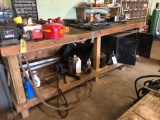 Wood work bench, no contents.