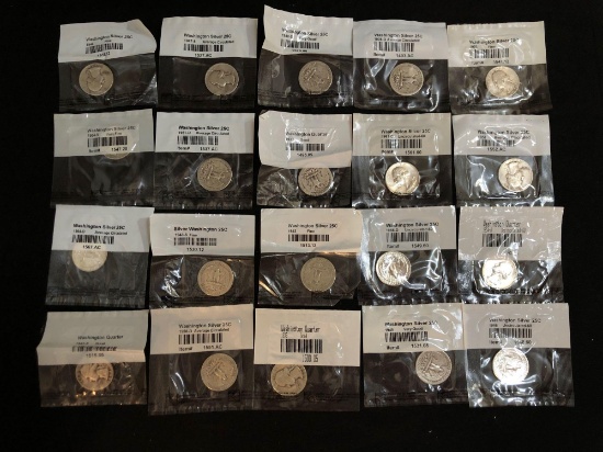 (20) Pre 1964 Washington Silver Quarters