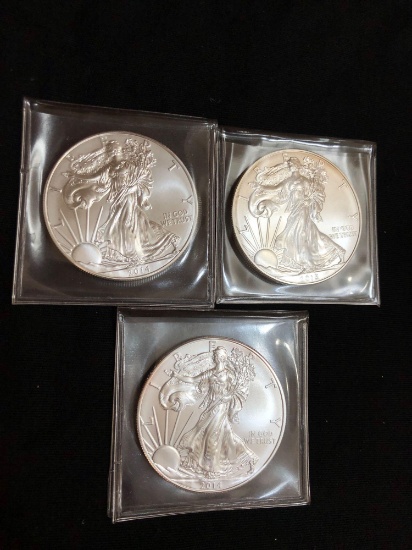 (3) 2014 American Eagle 1 oz. Fine Silver Coins