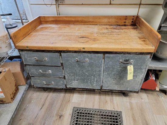 Butcher Block Top Work Station, Pull Out Drawers