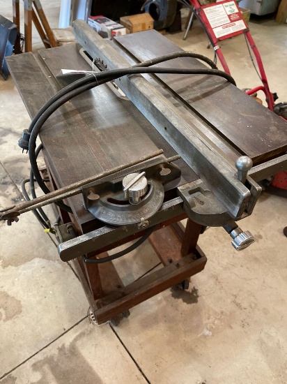 Early Craftsman table saw on homemade cart