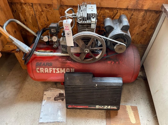 Sears Craftsman 5 hp air compressor. Runs. 220 plug.