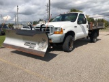 2000 Ford F-350 4x4 Flat Bed with Snow Dog Stainless HD75 Plow - 31,800 Miles