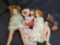 4 dolls, one with legs detached