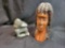 Stone carved eskimo (base has been repaired) and wood carved bust