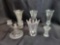 Coin glass vases, pineapple candle holder and assorted vases