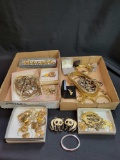 2 boxes of costume jewelry, necklaces, earrings, bracelets