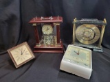 Assorted clocks, 2 battery op, 1 electric Lux clock, Seth Thomas wind up clock