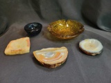 Stone and glass ashtrays/dishes