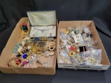 2 boxes of sterling and costume jewelry, earrings, bracelets, necklaces