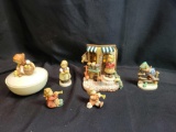 Goebel Hummel figures, stand and covered dish