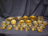 Yellow depression dish set, believed to be from the 1933-1937 era, 63 pieces with listing in photos