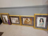 Set of 4 gold framed Gone with the Wind photos and needlepoint art