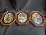 Set of 3 oak framed Bradford Exchange Gone with the Wind themed collector plates