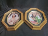 Pair of oak framed Bradford Exchange Gone with the Wind themed collector plates
