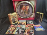 Gone with the Wind wall clock, puzzle, TV guides, and books