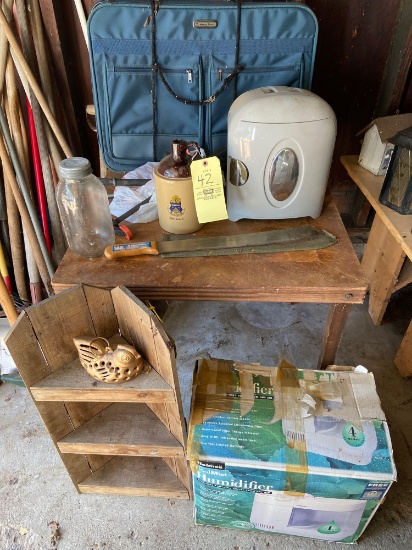 Table, Shelf, Crock, Humidifier, Machete