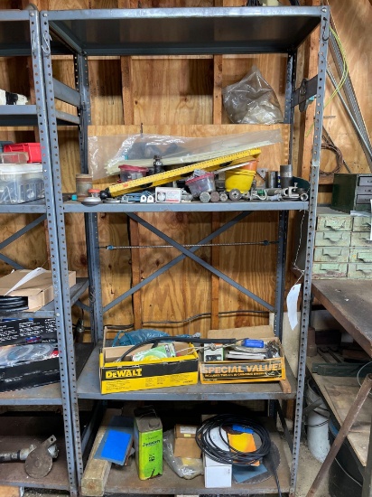 Metal shelf and contents