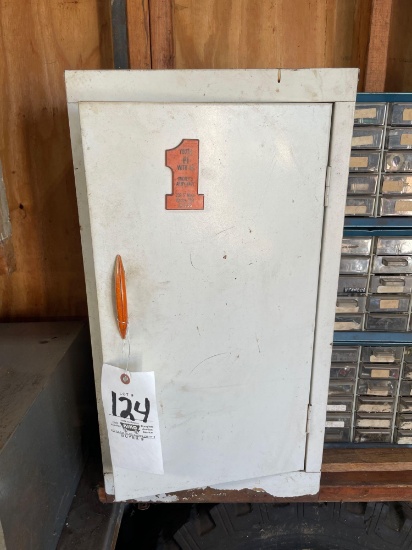 Metal cabinet, contents