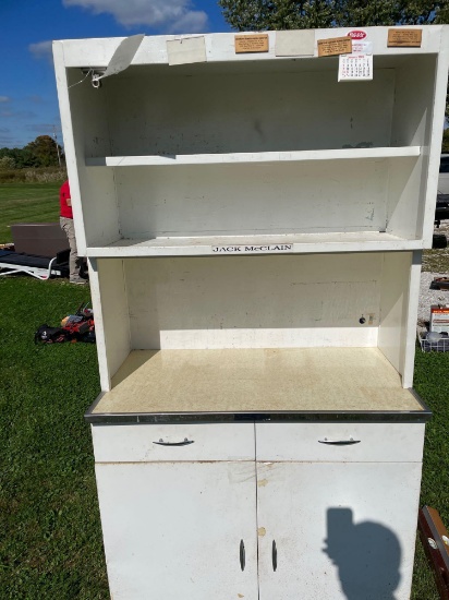 Metal cabinet metal shelf. Both 6ft tall