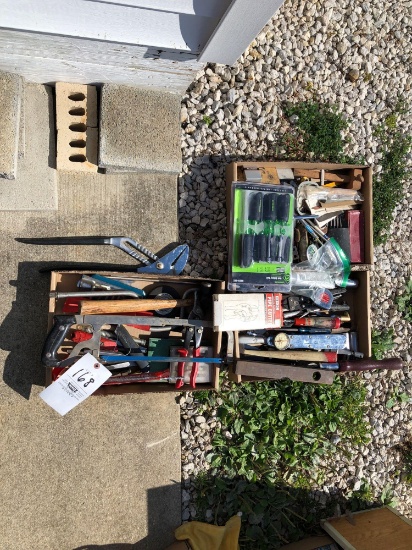 Files, antique level, chisels, misc tools