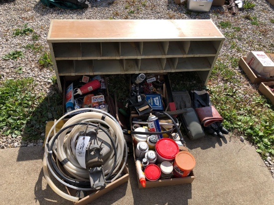 Shelving, misc tubing, pvc cement.
