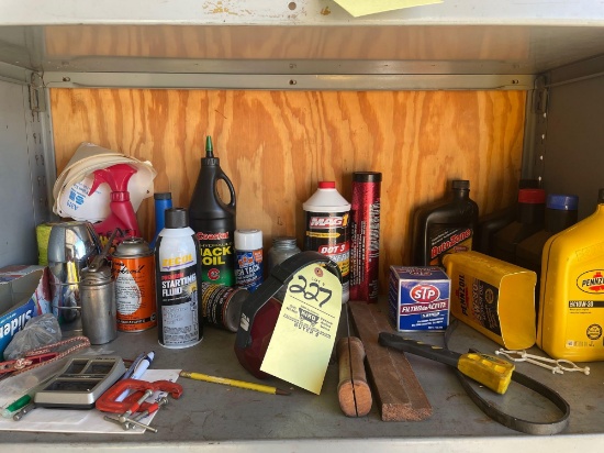 Cleaners, fluids, oil, partial containers
