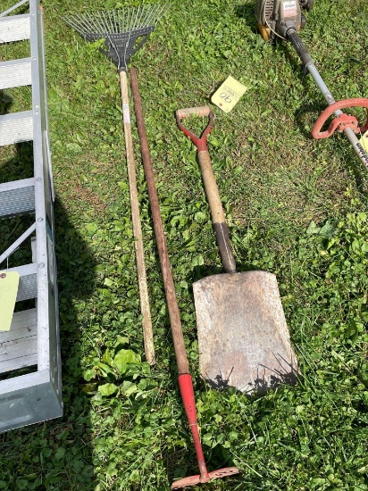 Shovel, hoe, rake