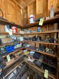 Misc. contents wood shelves, lights, hardware