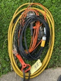 Air hose, electrical cord, work lights