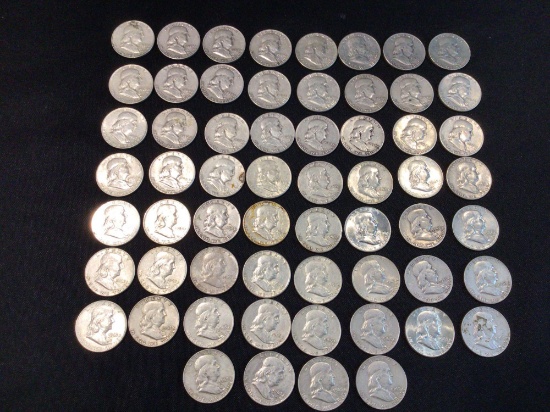 60 Silver Franklin half dollars