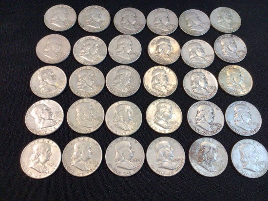 30 Silver Franklin Half Dollars