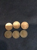 Six Indian head pennies