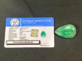 Certified Natural Emerald (Beryl) Pear 56.350 Cts