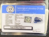 Certified Natural Blue Sapphire Pear 6.550 Cts