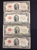 4 $2 Red Seal Bills