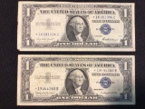 2 $1 Silver Certificate star notes