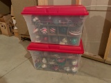 (2) Totes of Christmas Ornaments