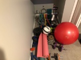 Dumbbells, free weights, workout ball, bands