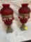 Rare Fenton Ruby Red diamond quilted lamps