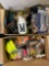 2 boxes DVDs, hats, decor, farmhouse decor, dog items, etc