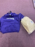 Two boxes of new hoodies various sizes and colors