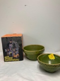 Pottery bowls and ceramic haunted house