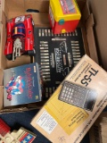 TI55 calculator, autobridge game, vintage toys