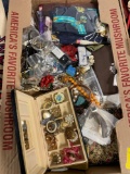 Box of ladies scarves and jewelry
