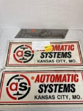 3 signs- 2 automatic systems steel, 1 Great Dane emblem