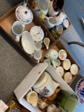 4 boxes teapots, pitchers, etc